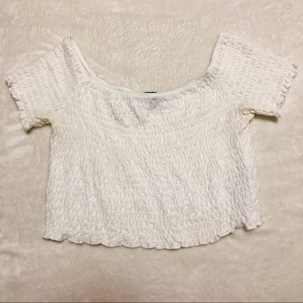 Topshop ruched white crop top